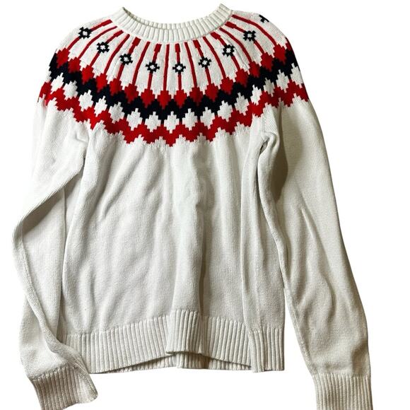 J CREW fair Isle White and Red Patterned Women's Sweater Size XL - Picture 8 of 8